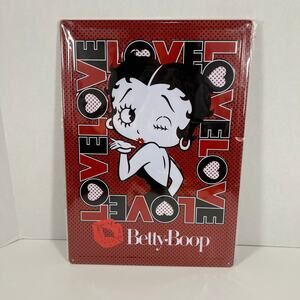 Cute Retro Betty Boop Love and Kisses Metal Sign 12” x 17” HOT Red Background